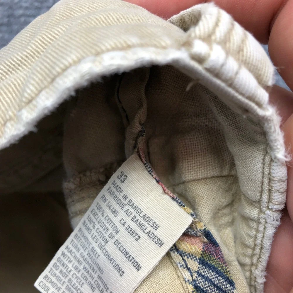 American Eagle Outfitters Mens Khaki Shorts Tan Cotton Twill Size 33